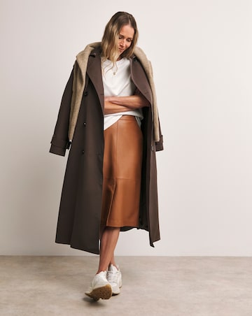 Anthology Tan Leather Column Midi Skirt