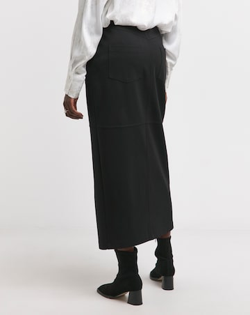Black Ponte Column Midaxi Skirt
