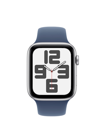 Apple Watch SE GPS 44mm Silver Aluminium Case with Denim Sport Band - M/L