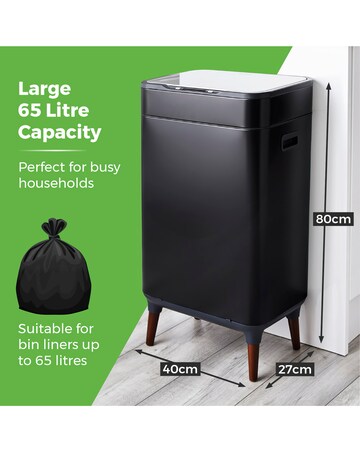 Tower 65l Ozone Sensor Bin - Black