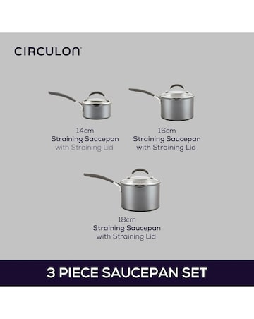 Circulon Scratch Defense Set of 3 Sauce Pans 14,16,18 CM