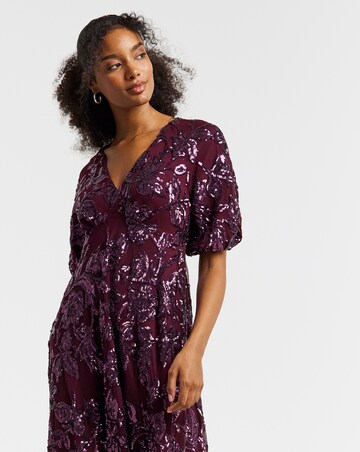 Joanna Hope Floral Sequin Tea Dress