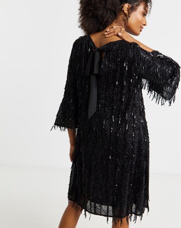 Joanna Hope Sequin Tassle Shift Dress