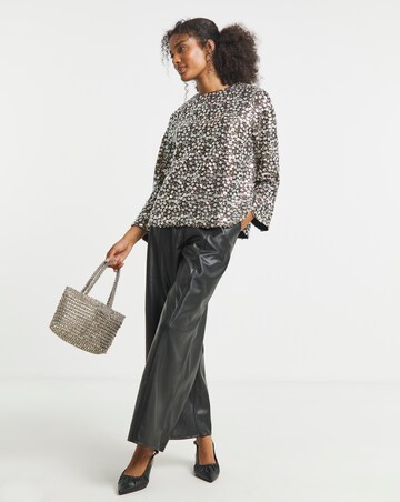 Joanna Hope Long Sleeve Beaded Top