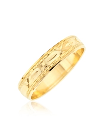 9 carat Sealed with a Kiss Diamond Cut Ladies Wedding Band