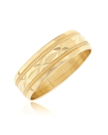 9 carat Sealed with a Kiss Diamond Cut Gents Wedding Band