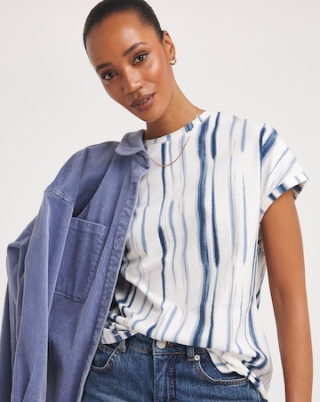 Multi Relaxed Short Sleeve Longline Top