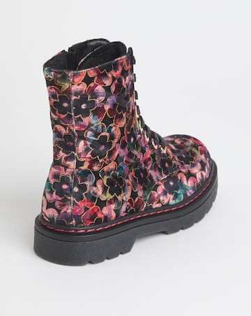 Heavenly Feet Justina Lace Up Chunky Boot Wide Fit