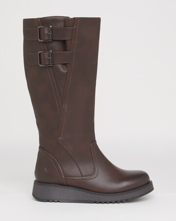 Heavenly Feet Bernice Knee High Boots Curvy Calf Wide Fit