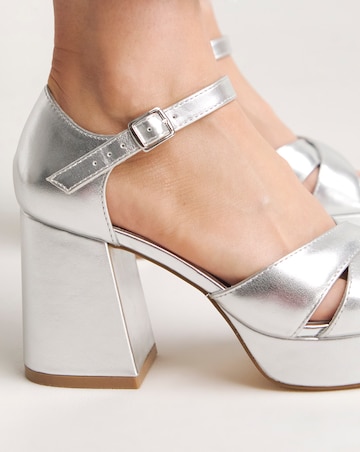 Mia Cross Front Platform Heeled Sandals - Wide Fit (E)