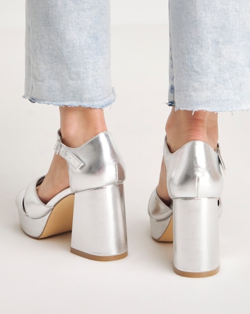 Mia Cross Front Platform Heeled Sandals - Wide Fit (E)