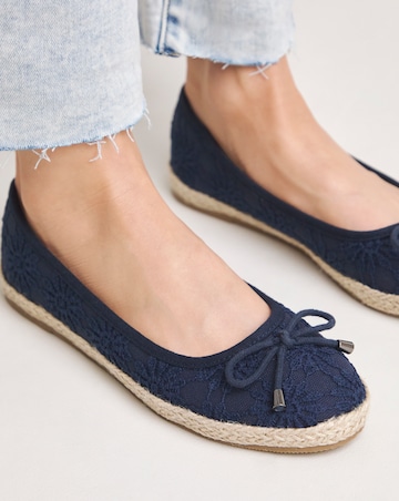 Simply Be Arielle Broderie Ballerina Espadrille - Extra Wide Fit (EEE)