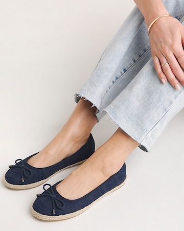 Simply Be Arielle Broderie Ballerina Espadrille - Extra Wide Fit (EEE)