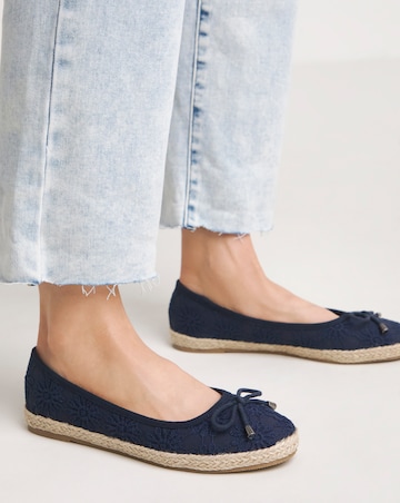 Simply Be Arielle Broderie Ballerina Espadrille - Extra Wide Fit (EEE)