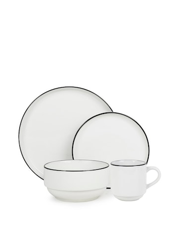 Waterside Monochrome Stackable 16 Piece Dinner Set