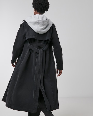 Black Denim Hooded Trench