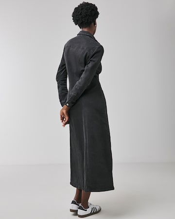 Black Fitted Denim Shirt Dress