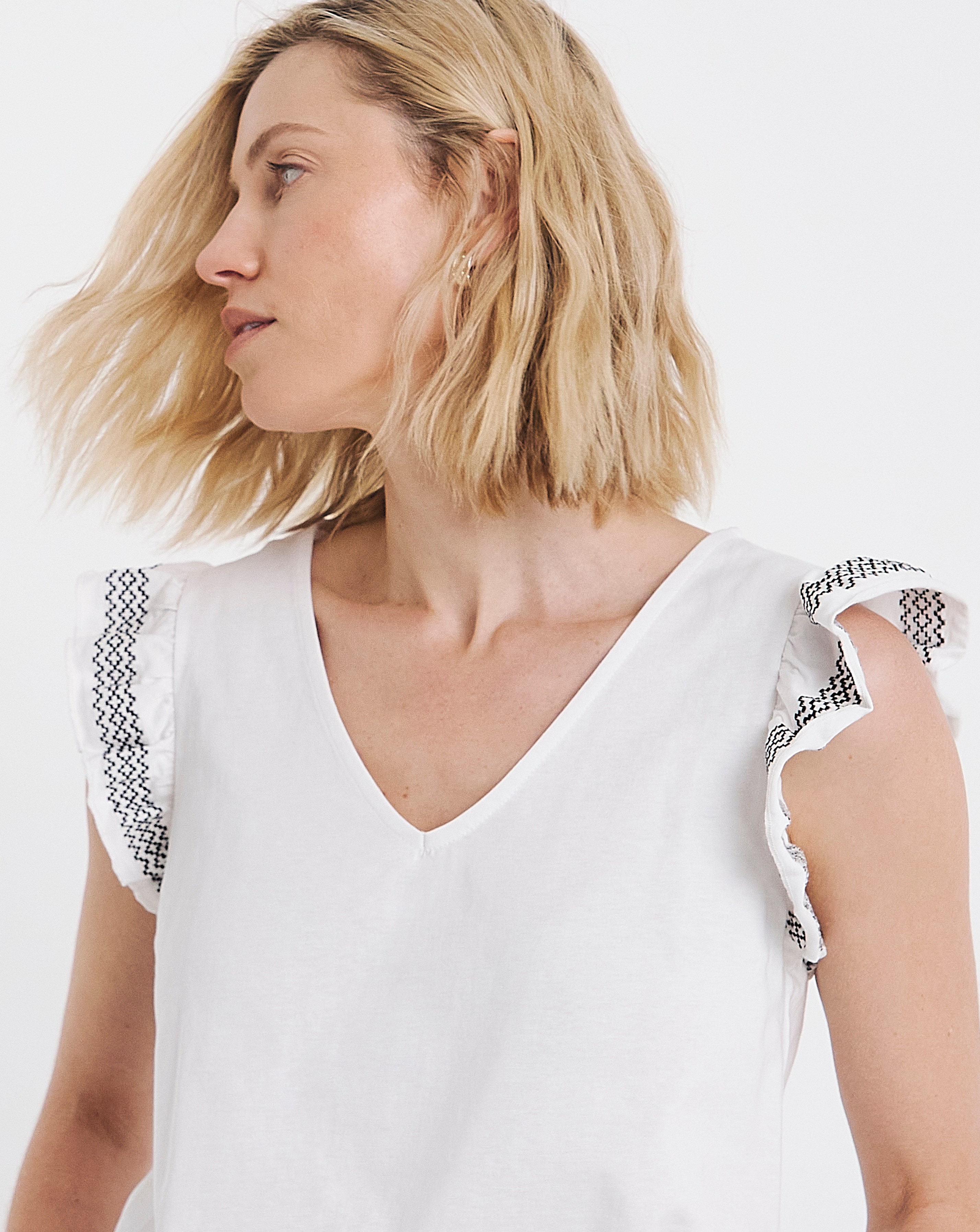 Pure Cotton White Ruffle Sleeve Vest | Premier Man