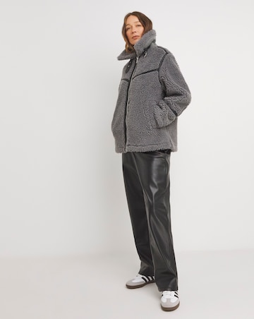 Charcoal Teddy Aviator Jacket
