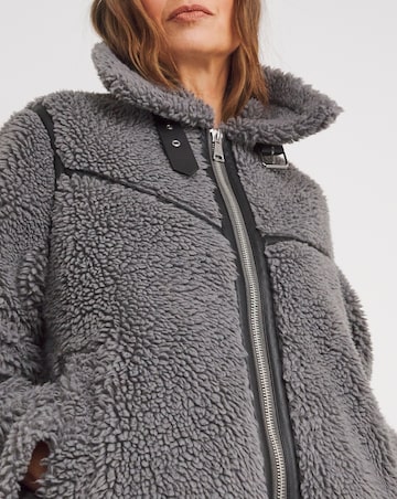 Charcoal Teddy Aviator Jacket