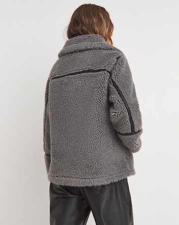 Charcoal Teddy Aviator Jacket