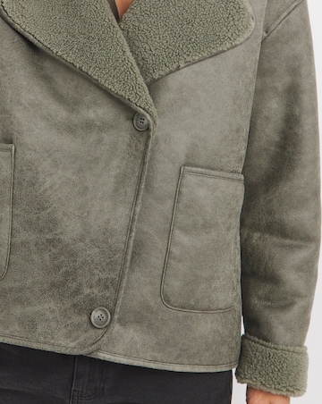 Sage Revere Collar Shearling Jacket
