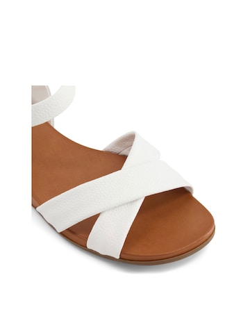 Dune Landies Leather Cross Over Sandals Wide E Fit