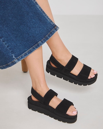 Simply Be Chara Suede Touch and Close Sandals - Extra Wide Fit (EEE)