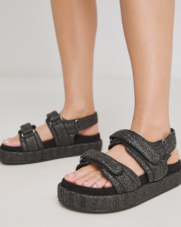 Simply Be Nyra Raffia Chunky Footbed Sandals - Extra Wide Fit (EEE)