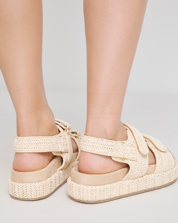 Simply Be Nyra Raffia Chunky Footbed Sandals - Wide Fit (E)