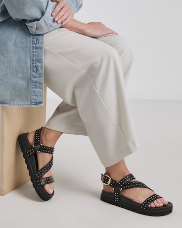 Simply Be Birch Asymmetric Footbed Studded Sandals - Extra Wide Fit (EEE)