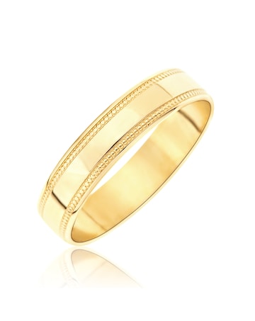 9 Carat Yellow Gold Millgrain Edge 4MM Wedding Ring