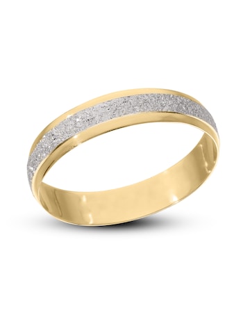 9 Carat Yellow Gold 2 tone Sparkle 4mm Wedding Ring
