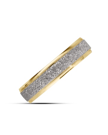 9 Carat Yellow Gold 2 tone Sparkle 4mm Wedding Ring