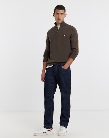 Lyle & Scott Cotton Merino 1/4 Zip Jumper - Espresso