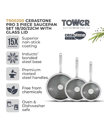 Tower 3 Piece Saucepan Set 18,20,22 CM