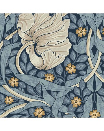 William Morris at Home Pimpernel Blue Floral Wallpaper