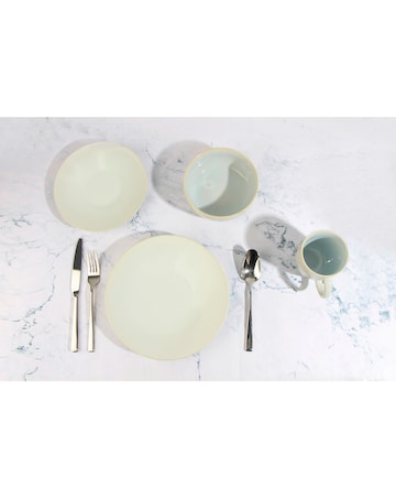 Waterside Cream Embossed Reactive Glaze 16 Piece Dinner Set