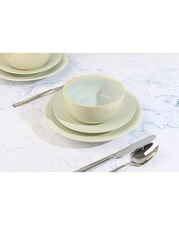 Waterside Cream Embossed Reactive Glaze 16 Piece Dinner Set