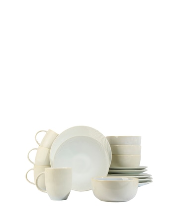 Waterside Cream Embossed Reactive Glaze 16 Piece Dinner Set