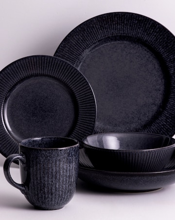Mason Cash Black Linear Set of 4 Mugs
