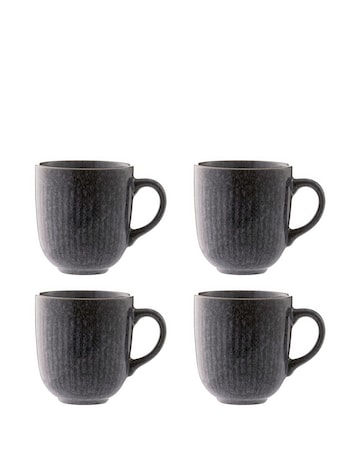 Mason Cash Black Linear Set of 4 Mugs