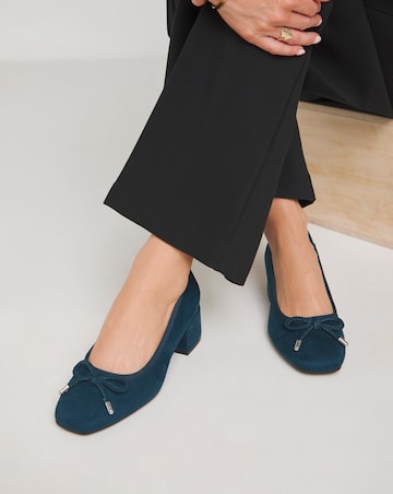 Heavenly Soles Carys Low Block Heel Ballerina Court Shoe - Extra Wide Fit (EEE)