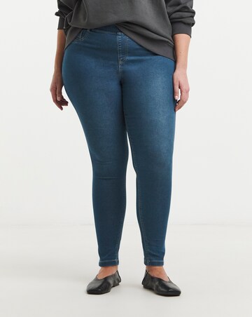 Amber Mid Blue Pull On Skinny Jeggings