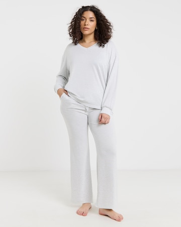 Pretty Secrets Supersoft Stripe V Neck Wide Leg Lounge Set