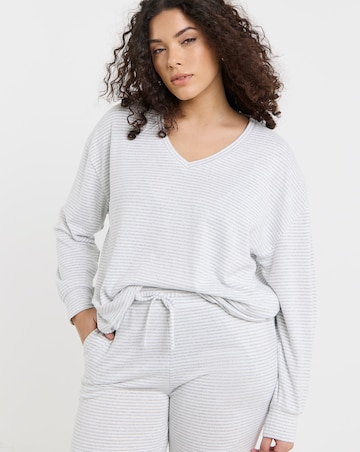 Pretty Secrets Supersoft Stripe V Neck Wide Leg Lounge Set