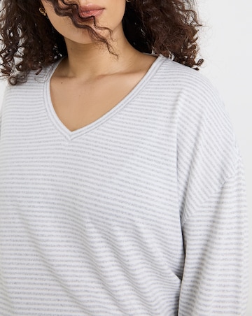 Pretty Secrets Supersoft Stripe V Neck Wide Leg Lounge Set