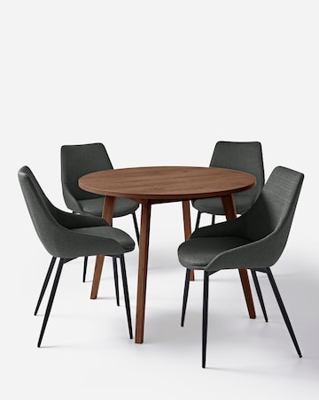 Oslo Round Dining Table with 4 Etta Fabric Chairs