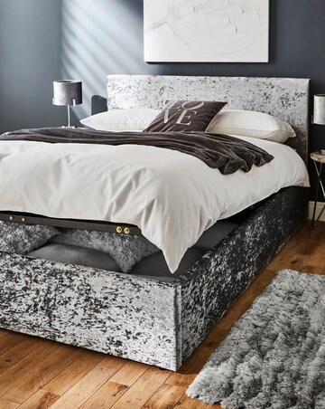 Hayden Crushed Velvet Ottoman Bed with 3 Layer Memory Foam Hybrid Mattress