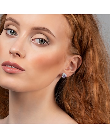 Radley Ladies Silver Light Amethyst Heart Stud Earrings